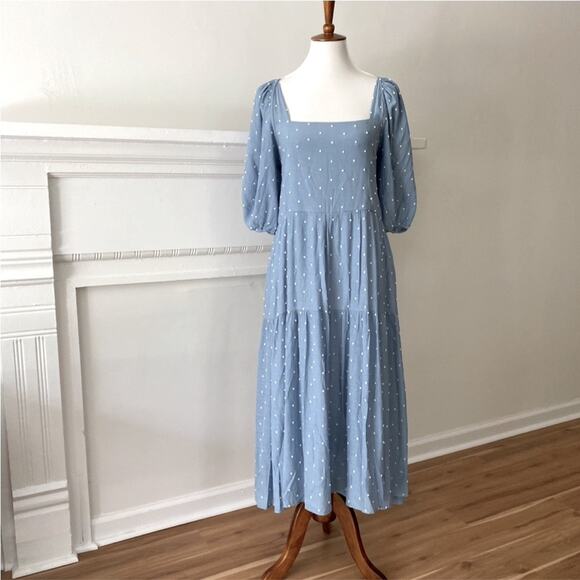 Anthropologie Medium Midi Dress Fall Boho Moon River Cottage tie back Prarie - Picture 7 of 15